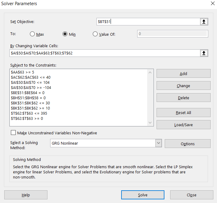 Solver window configured for a DOM run of the Huddleston network